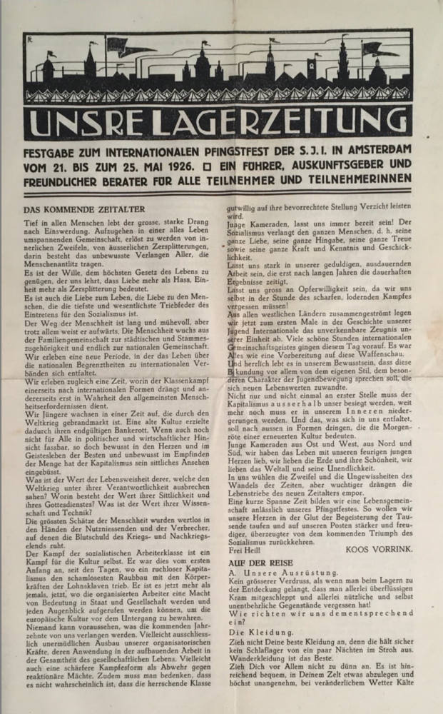 Zusatzobjekt 3 Lagerzeitung zum internationalen Jugendtag – Pfingsten 1926 in Amsterdam