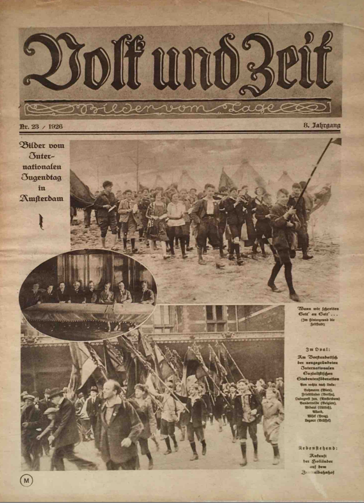 Zusatzobjekt 4 Zeitung „Volk und Zeit“ Nr. 23 von 1926 Titel: internationaler Jugendtag – Pfingsten 1926 in Amsterdam
